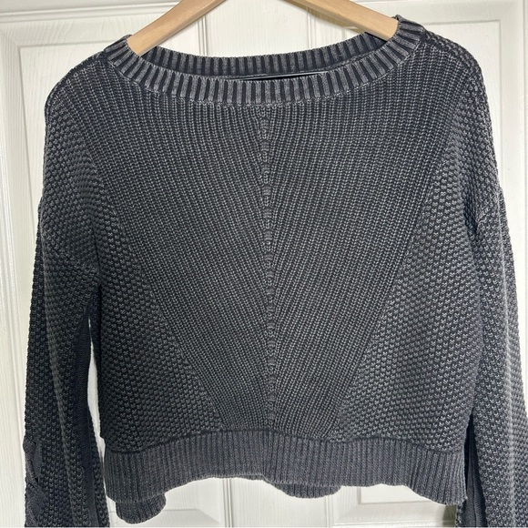Hollister Small Charcoal Textured Knit Cotton Sweater Chic Dark Preppy Goth y2k - Picture 3 of 10